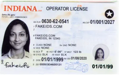 Indiana Fake ID - Scannable, UV-Tested Card