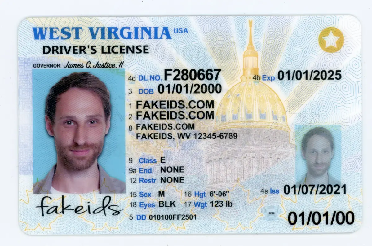West Virginia Fake ID - Printed Teslin Scannable Replica