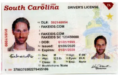South Carolina Fake ID - Scannable Teslin and PVC Card