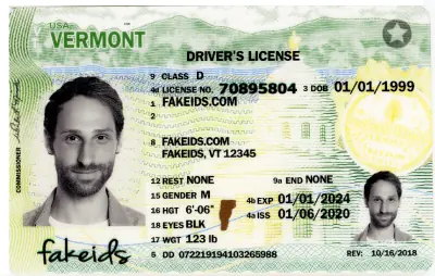 Vermont Fake ID - UV-Layered Teslin and PVC Replica